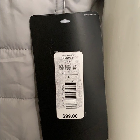 Murano Gray Front Zip Quilted Front Flannel Back Vest w/Navy Trim on Collar - Picture 9 of 13